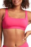 Sea Level Square Neck Bralette Bikini Top In Hot Pink