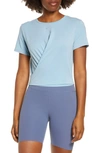 Nike Women's Dri-fit One Luxe Twist Cropped Short-sleeve Top In Ocean Bliss/reflective Silver