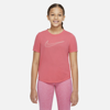 Nike Dri-fit One Big Kids' (girls') Short-sleeve Training Top In Pink