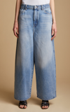 Khaite Paint-splatter Wide-leg Jeans In Light Wash