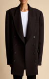 Khaite Balton Double-breasted Wool-blend Jacket In Brown