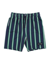 Kenzo Bermuda In Blue And Green Striped Sweatshirt In Dark Blue