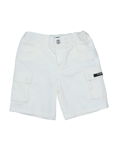 Balmain Kids'  Newborn Boy Shorts & Bermuda Shorts White Size 3 Cotton, Elastane