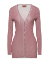 Shop Missoni Woman Cardigan Red Size 8 Viscose, Metallic Fiber