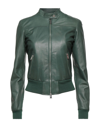 MASTERPELLE MASTERPELLE WOMAN JACKET GREEN SIZE 4 SOFT LEATHER