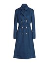 PATRIZIA PEPE PATRIZIA PEPE WOMAN OVERCOAT & TRENCH COAT BLUE SIZE 6 COTTON