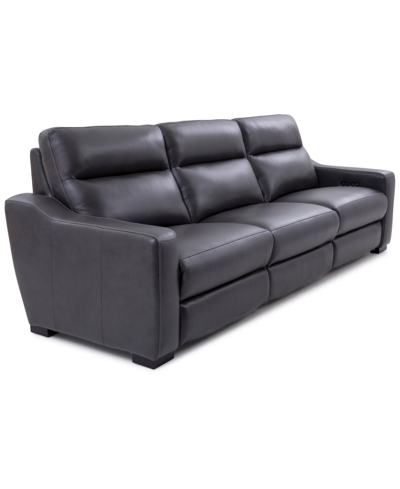 Furniture Gabrine 3-pc. Leather Sofa With 2 Power Recliners, Created For Macy's In Charcoal