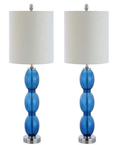 Jonathan Y Bella Triple-sphere Led Table Lamp, Set Of 2 In Blue