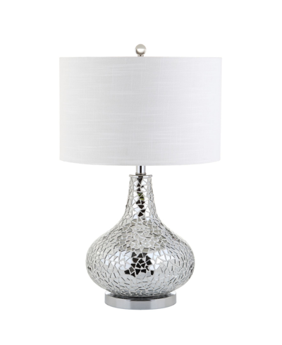 Jonathan Y Emilia Mirrored Mosaic Led Table Lamp In Silver