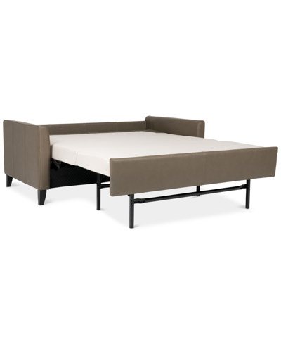 Furniture Priley 63" Leather Full Sleeper Sofa In Bison Taupe