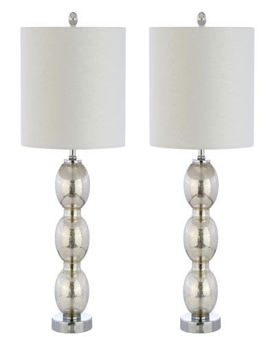Jonathan Y Bella Triple-sphere Led Table Lamp, Set Of 2 In Silver