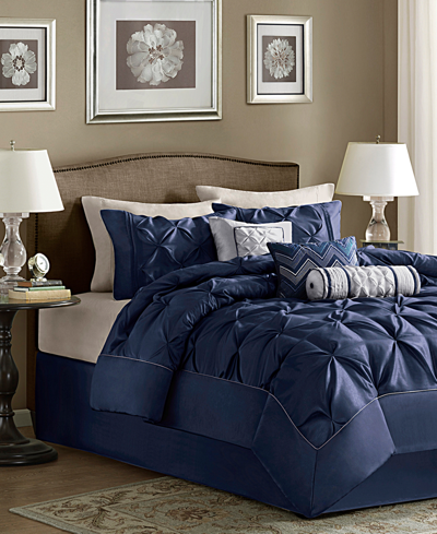 Madison Park Wilma 7-pc. Queen Comforter Set Bedding In Navy