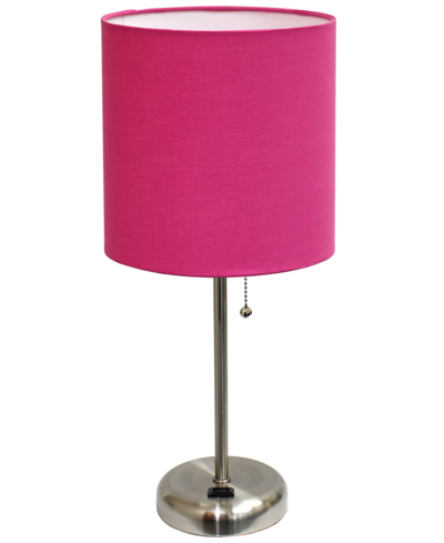 Limelights Lime Lights Stick Lamp With Charging Outlet And Fabric Shade In Aqua