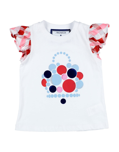 Simonetta Kids' Gingham-print Short-sleeve T-shirt In White