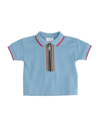 Burberry Kids' Polo Shirts In Sky Blue