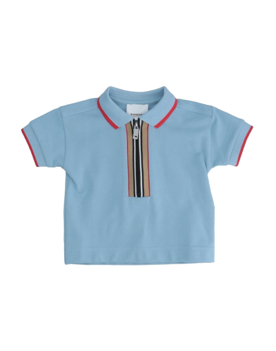 Burberry Kids' Polo Shirts In Sky Blue