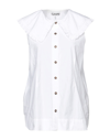 Ganni Peter Pan Collar Sleeveless Blouse In White