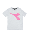 Diadora Kids' T-shirts In Grey