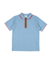 Burberry Kids' Polo Shirts In Sky Blue