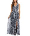 NIGHTWAY PETITE V-NECK FLORAL-PRINT GOWN