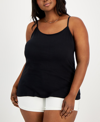 Aveto Trendy Plus Size Halter Tank Top In Black