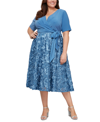 Alex Evenings Tea Length Jersey & Rosette Lace Dress In Brush Periwinkle