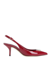 Dolce & Gabbana Embellished Patent-leather Slingback Pumps In Brick Red