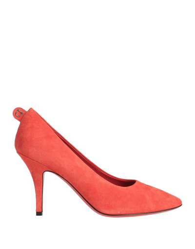 FERRAGAMO FERRAGAMO WOMAN PUMPS ORANGE SIZE 8 CALFSKIN