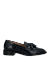 Stuart Weitzman Crocodile-effect Tasseled Loafers In Dark Blue