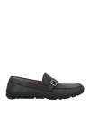 Ferragamo Leather Ornament Driver Loafers In Black