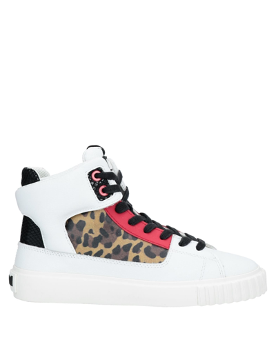 Just Cavalli Printed Smooth And Snake-effect Leather High-top Sneakers In White