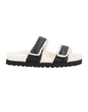 GIA X PERNILLE TEISBAEK GIA X PERNILLE TEISBAEK WOMAN SANDALS BLACK SIZE 7 SOFT LEATHER, TEXTILE FIBERS