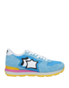 ATLANTIC STARS ATLANTIC STARS WOMAN SNEAKERS AZURE SIZE 5 SOFT LEATHER, TEXTILE FIBERS