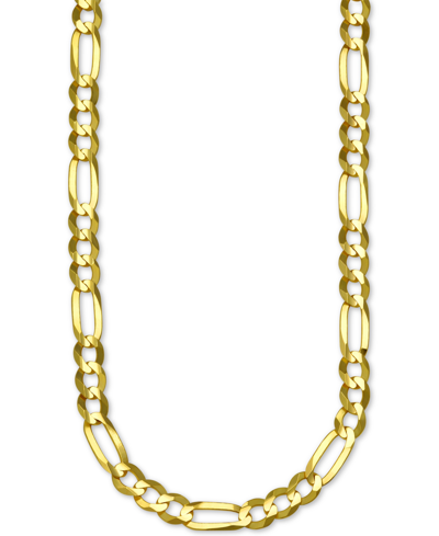 Italian Gold Figaro Link Chain Necklace 6mm Collection In Solid 14k Gold