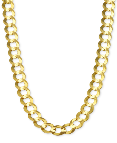 Italian Gold 26" Open Curb Link Chain Necklace (7mm) In Solid 14k Gold