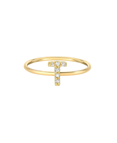 Zoe Lev Diamond Initial 14k Yellow Gold Ring In Gold-t