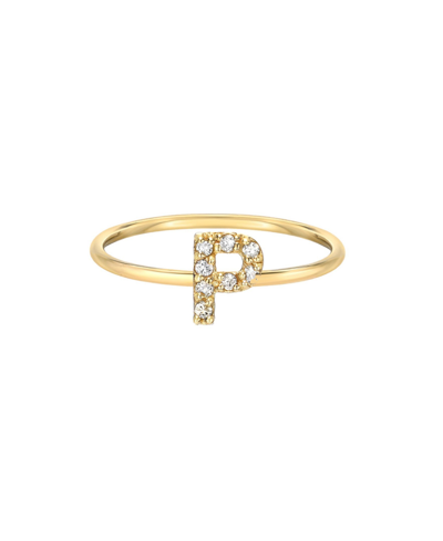 Zoe Lev Diamond Initial 14k Yellow Gold Ring In Gold-p