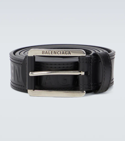 Balenciaga Logo Leather Belt In Black
