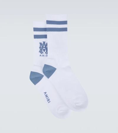Amiri Ma Striped Cotton-blend Socks In Blue