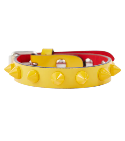 Christian Louboutin Loubilink Embellished Leather Bracelet In Sol/sol