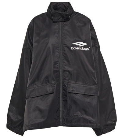 Balenciaga 3b Sports Icon Pleated Windbreaker In Black