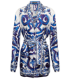 DOLCE & GABBANA PRINTED SILK BELTED SHIRT