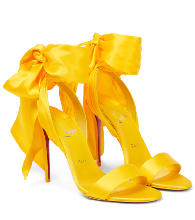 Christian Louboutin Women's Sandale Du Désert 100mm Satin Sandals In Yellow