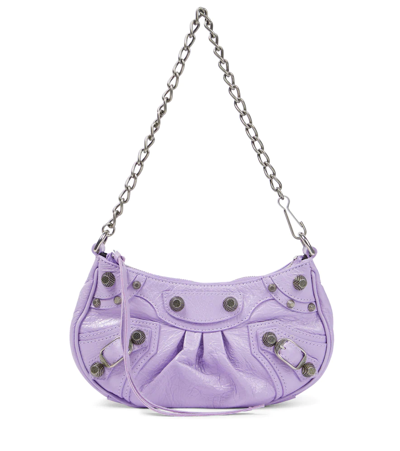 Balenciaga Purple Le Cagole Mini Leather Shoulder Bag
