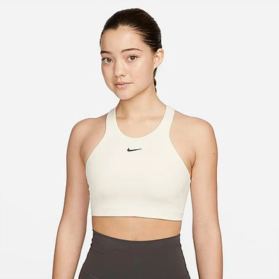 Nike Dri-fit Swoosh High Support Non-padded Adjustable Sports Bra In Sail/iron Grey