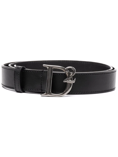 Dsquared2 Logo-buckle Leather Belt In 黑色