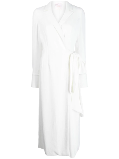 Galvan Notched-collar Wrap Dress In White