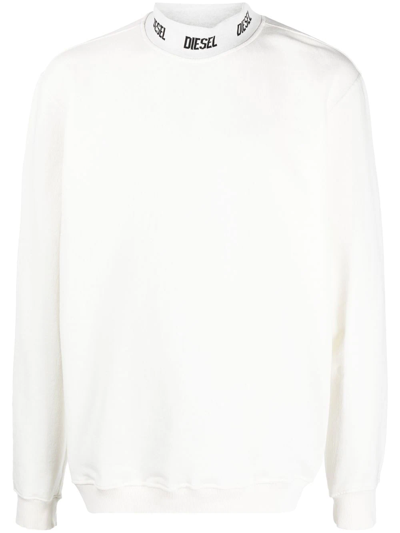 Diesel Logo-print Neckline Sweatshirt In White