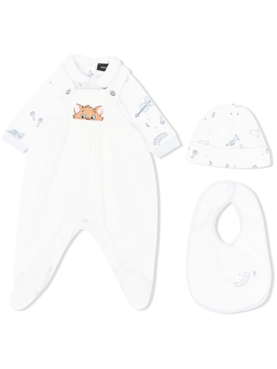 Monnalisa Babies' Pouch-pocket Dungarees Romper In White