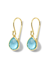 Ippolita 18k Yellow Gold Rock Candy Swiss Blue Topaz Teeny Teardrop Earrings In Blue/gold